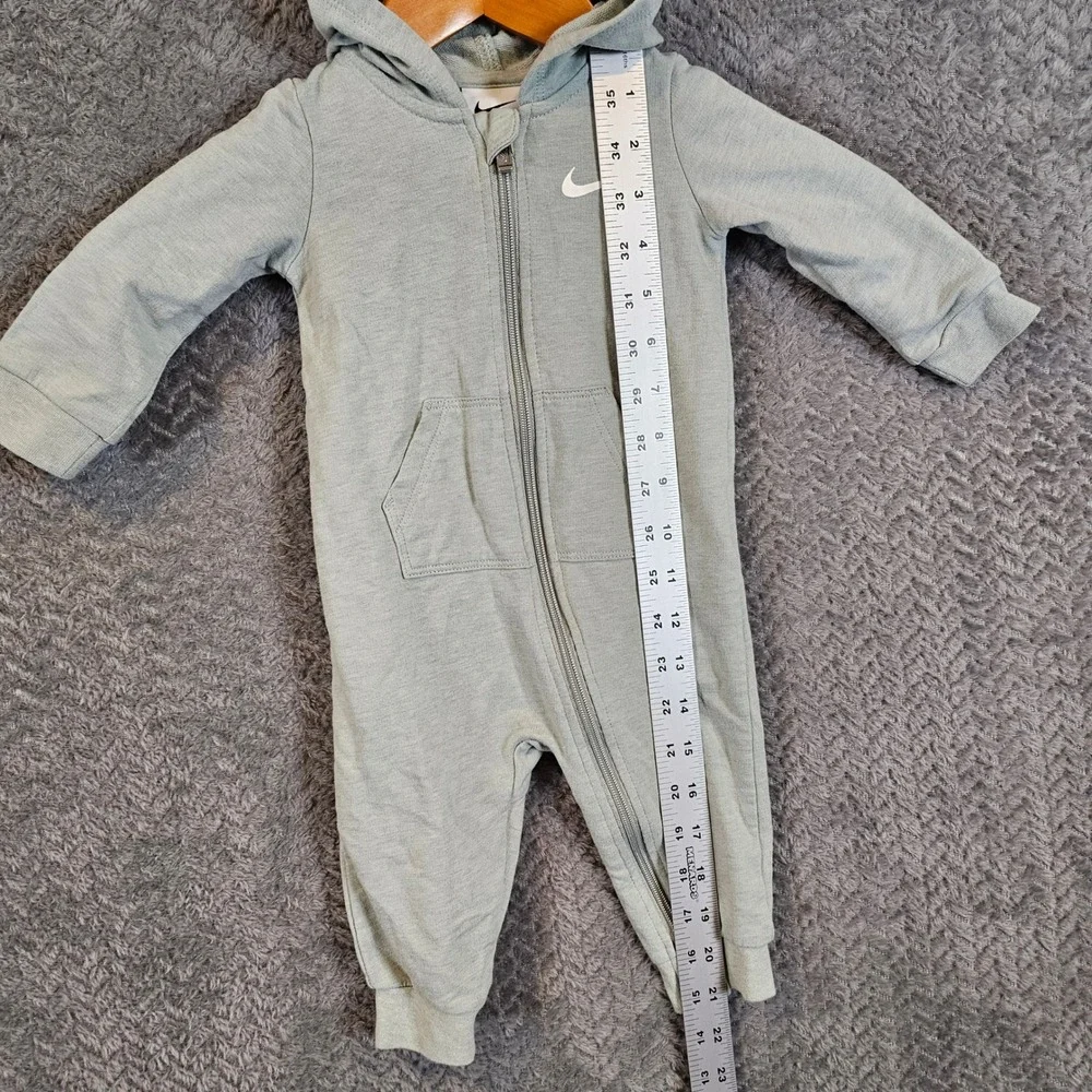 Nike Infants Grey‎ Hooded Full Zip Fleece Coverall Romper 9M K731-EDV